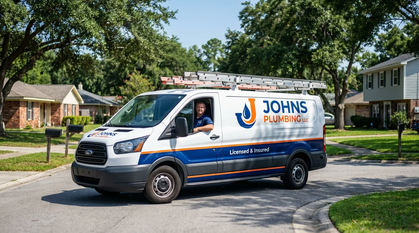 Johns Plumbing LLC service van in Franklin, NC