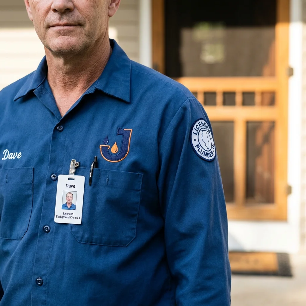 Licensed plumber showing ID badge in Franklin, NC
