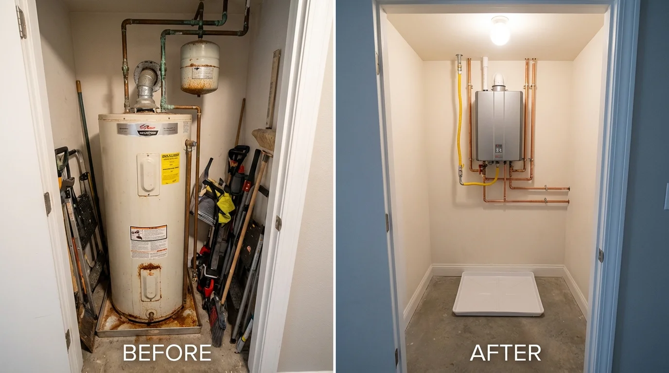 Tank water heater versus wall-mounted tankless unit comparison for Franklin, NC homeowners